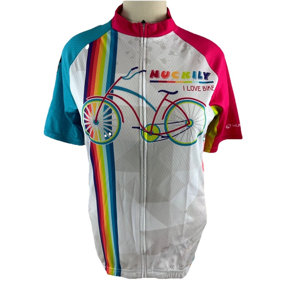 Nuckily Womens Cycling Jersey L Bike Wear Colorful I Love Bike Deer